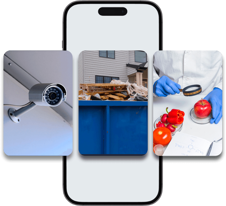 mockup telefono con immagini di alcuni servizi